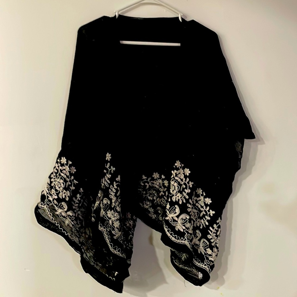 Embroidered Black Kimono